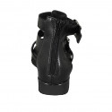 Chaussure ouverte pour femmes en cuir noir avec fermeture éclair et boucles talon compensé 3 - Pointures disponibles:  32
