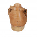 Zapato abierto con cinturon en piel cognac tacon 2 - Tallas disponibles:  32, 33