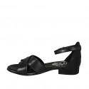 Scarpa aperta da donna con cinturino alla caviglia in pelle nera tacco 2 - Misure disponibili: 33, 34, 42