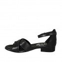 Zapato abierto para mujer con cinturon al tobillo en piel negra tacon 2 - Tallas disponibles:  32, 33, 34, 42