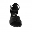 Woman's open shoe with ankle strap in black leather heel 2 - Available sizes:  32, 33, 34, 42