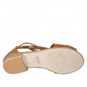 Woman's open shoe with zipper in cognac brown leather heel 2 - Available sizes:  33, 43