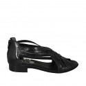 Woman's open shoe with zipper in black leather heel 2 - Available sizes:  33, 42