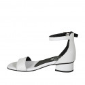 Woman's open shoe with ankle strap in white leather heel 3 - Available sizes:  33, 34, 43, 45