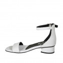 Woman's open shoe with ankle strap in white leather heel 3 - Available sizes:  33