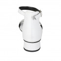 Woman's open shoe with ankle strap in white leather heel 3 - Available sizes:  33