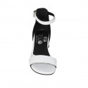 Woman's open shoe with ankle strap in white leather heel 3 - Available sizes:  33