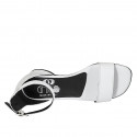 Woman's open shoe with ankle strap in white leather heel 3 - Available sizes:  33, 34, 43, 45