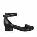 Chaussure ouverte avec courroie en cuir noir talon 3 - Pointures disponibles:  32, 34, 45