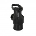 Chaussure ouverte avec courroie en cuir noir talon 3 - Pointures disponibles:  32, 34