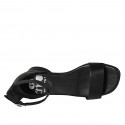 Chaussure ouverte avec courroie en cuir noir talon 3 - Pointures disponibles:  32, 34