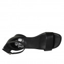 Woman's open shoe with strap in black leather heel 3 - Available sizes:  32, 34, 45