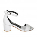 Woman's open shoe with ankle strap in white leather heel 5 - Available sizes:  43, 44, 45