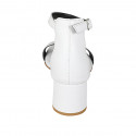 Woman's open shoe with ankle strap in white leather heel 5 - Available sizes:  43, 44