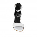 Escarpin ouvert pour femmes avec courroie à la cheville en cuir blanc talon 5 - Pointures disponibles:  43, 44