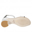 Zapato abierto para mujer con cinturon al tobillo en piel blanca tacon 5 - Tallas disponibles:  43, 44, 45