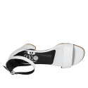 Woman's open shoe with ankle strap in white leather heel 5 - Available sizes:  43, 44, 45
