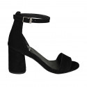 Woman's open shoe with strap in black suede heel 7 - Available sizes:  43