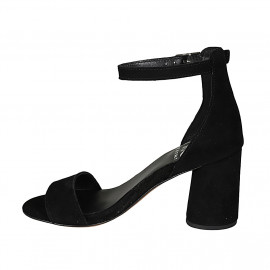Woman's open shoe with strap in black suede heel 7 - Available sizes:  43 2