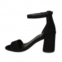 Escarpin ouvert pour femmes avec courroie en daim noir talon 7 - Pointures disponibles:  43