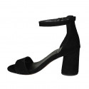 Woman's open shoe with strap in black suede heel 7 - Available sizes:  43