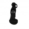 Zapato abierto para mujer con cinturon en gamuza negra tacon 7 - Tallas disponibles:  43