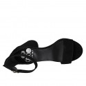 Escarpin ouvert pour femmes avec courroie en daim noir talon 7 - Pointures disponibles:  43