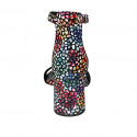 Scarpa aperta da donna con cinturino in camoscio stampato mosaico multicolore tacco 7 - Misure disponibili: 42
