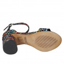 Woman's open shoe with strap in multicolored mosaic printed suede heel 7 - Available sizes:  42