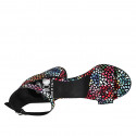 Scarpa aperta da donna con cinturino in camoscio stampato mosaico multicolore tacco 7 - Misure disponibili: 42
