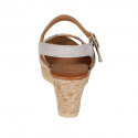 Woman's strap sandal in beige and multicolored mosaic printed suede with platform and wedge heel 7 - Available sizes:  42, 43