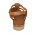 Sandale pour femmes avec goujons et courroie en cuir cognac talon 2 - Pointures disponibles:  32, 43