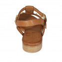Woman's sandal with studs and strap in cognac brown leather heel 2 - Available sizes:  32