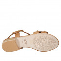 Woman's sandal with studs and strap in cognac brown leather heel 2 - Available sizes:  32