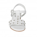 Sandalia para mujer con tachuelas y cinturon en piel blanca tacon 2 - Tallas disponibles:  33, 34, 42, 44