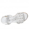 Woman's sandal with studs and strap in white leather heel 2 - Available sizes:  33