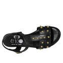 Woman's sandal with studs and strap in black leather heel 2 - Available sizes:  32, 33, 34, 44