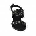 Sandalo da donna con borchie in pelle nera tacco 2 - Misure disponibili: 33, 34, 43