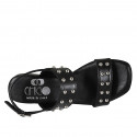 Woman's sandal in black leather with studs heel 2 - Available sizes:  33, 34, 42, 43, 44