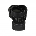 Sandale pour femmes en cuir noir avec elastique talon compensé 2 - Pointures disponibles:  32, 33, 34