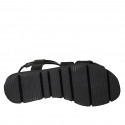 Sandalia para mujer en piel negra con elastico cuña 2 - Tallas disponibles:  32, 33, 34