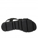 Sandalia para mujer en piel negra con elastico cuña 2 - Tallas disponibles:  32