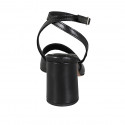 Woman's ankle strap sandal in black leather heel 7 - Available sizes:  42, 43