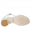 Sandalia para mujer con cinturon y hebilla en piel blanca tacon 5 - Tallas disponibles:  44
