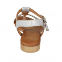 Sandalo da donna infradito in pelle laminata argento tacco 2 - Misure disponibili: 33, 43, 45