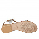 Sandalo da donna infradito in pelle laminata argento tacco 2 - Misure disponibili: 33, 43, 45