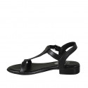 Woman's thong sandal in black-colored leather heel 2 - Available sizes:  33, 42, 44