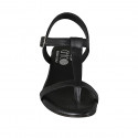 Sandalo da donna infradito in pelle nera tacco 2 - Misure disponibili: 33, 42, 44