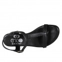 Woman's thong sandal in black-colored leather heel 2 - Available sizes:  33, 42, 44