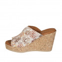 Woman's platform mules in multicolored printed suede wedge heel 9 - Available sizes:  42